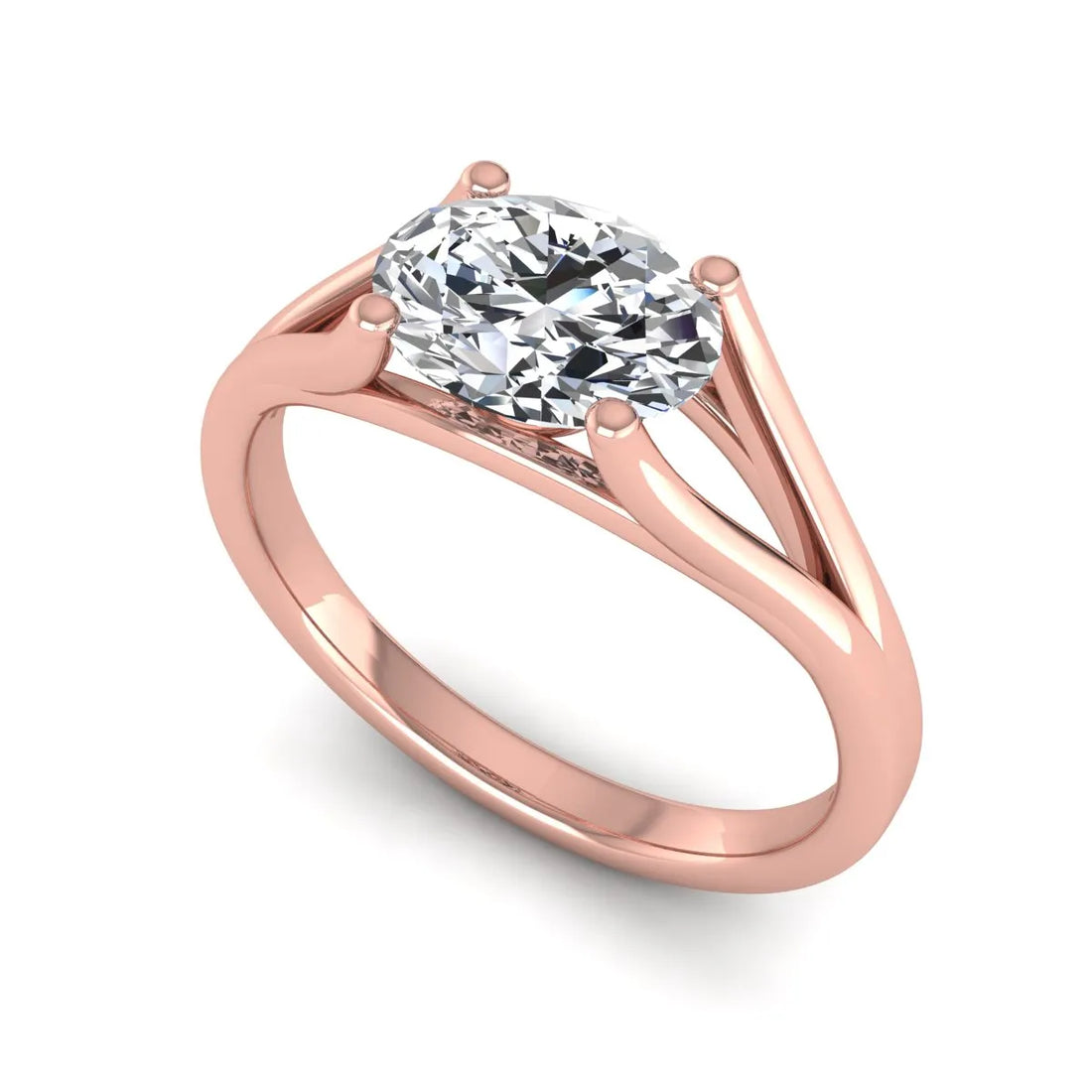 OctaPearl 2 ct Oval Split Shank Lab Grown Diamond Engagement Ring