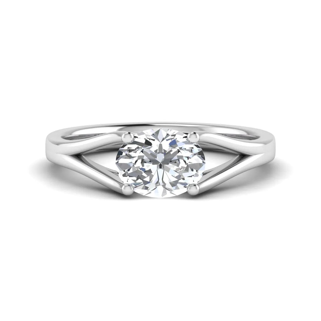 OctaPearl 2 ct Oval Split Shank Lab Grown Diamond Engagement Ring