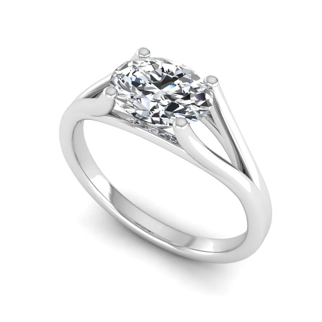 OctaPearl 2 ct Oval Split Shank Lab Grown Diamond Engagement Ring
