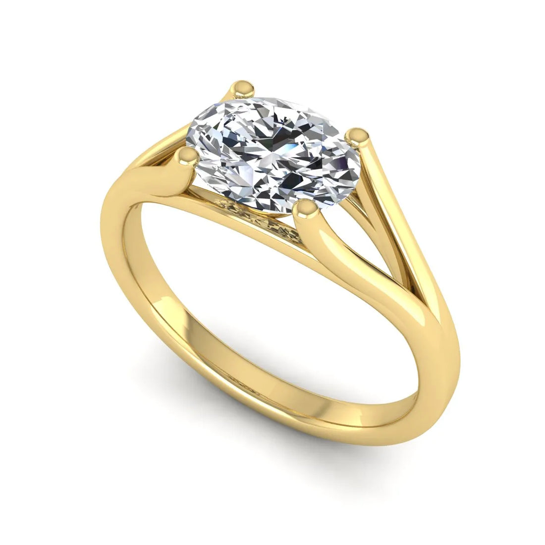 OctaPearl 2 ct Oval Split Shank Lab Grown Diamond Engagement Ring