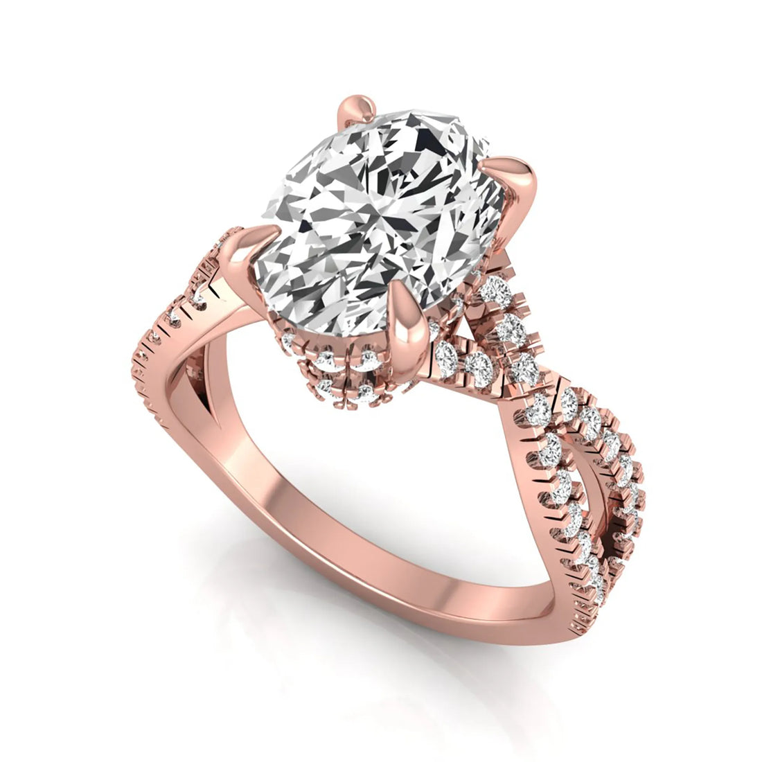OctaPearl 2.5 ct Oval Split Shank Lab Grown Diamond Engagement Ring