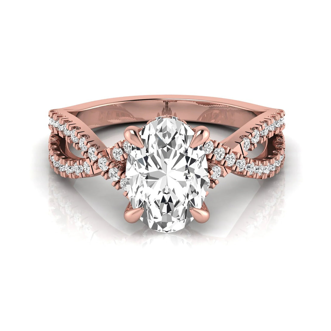 OctaPearl 2.5 ct Oval Split Shank Lab Grown Diamond Engagement Ring