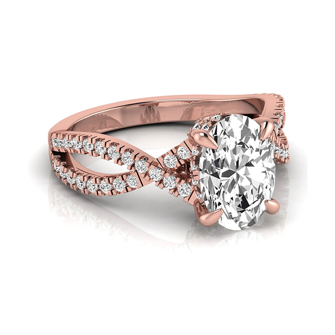 OctaPearl 2.5 ct Oval Split Shank Lab Grown Diamond Engagement Ring