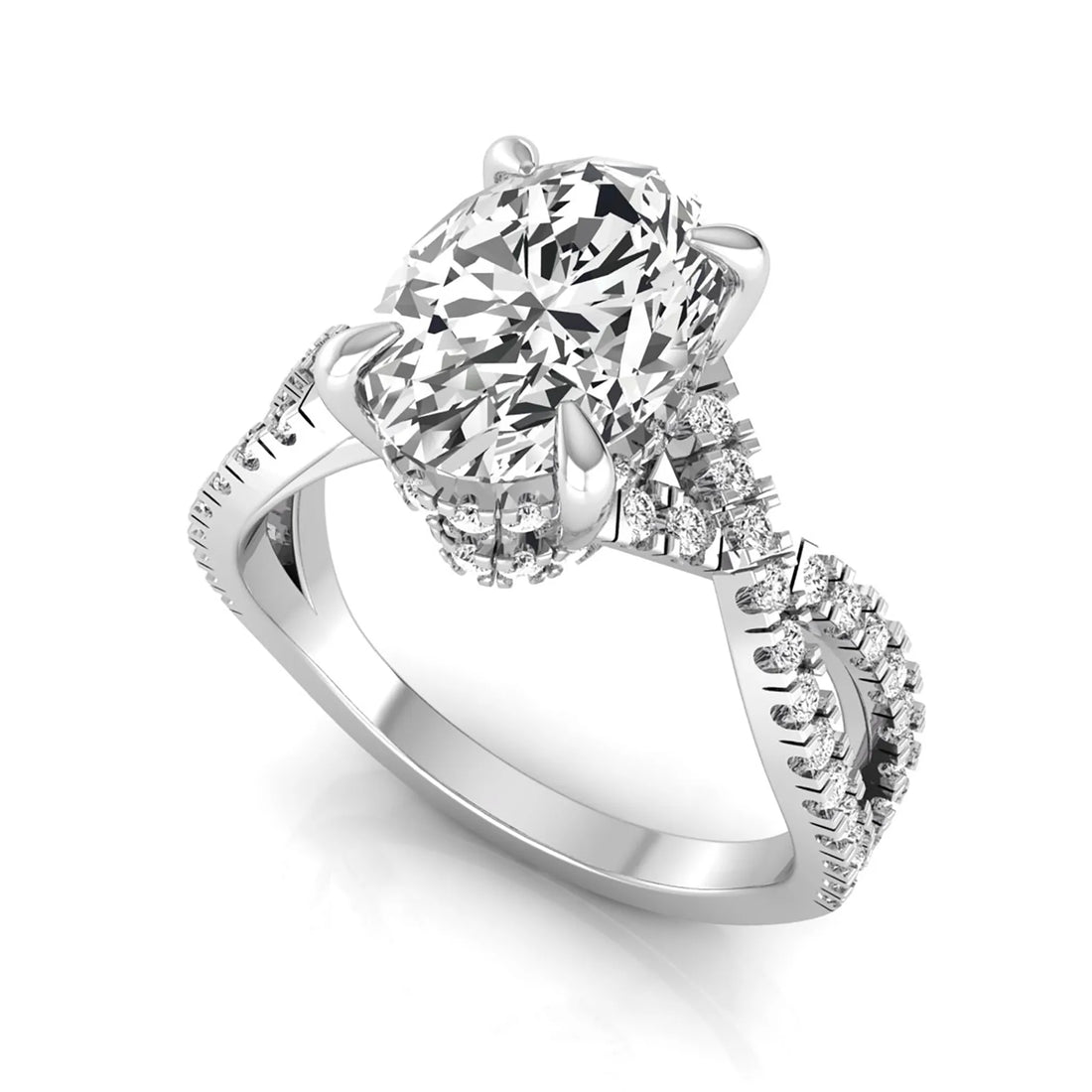 OctaPearl 2.5 ct Oval Split Shank Lab Grown Diamond Engagement Ring