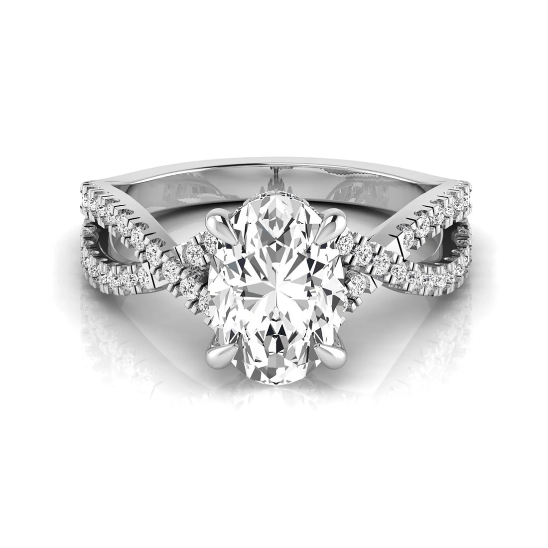 OctaPearl 2.5 ct Oval Split Shank Lab Grown Diamond Engagement Ring