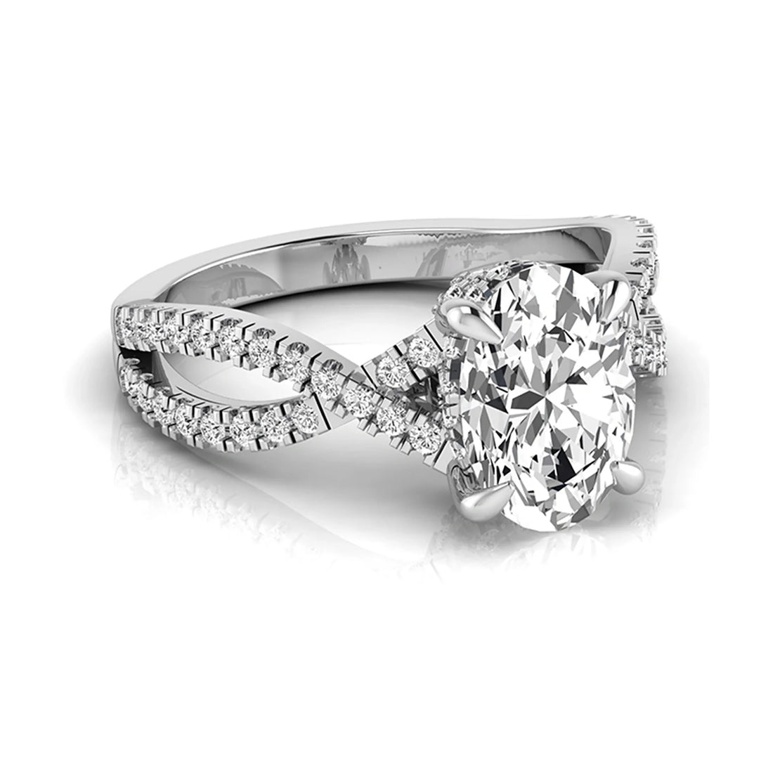OctaPearl 2.5 ct Oval Split Shank Lab Grown Diamond Engagement Ring