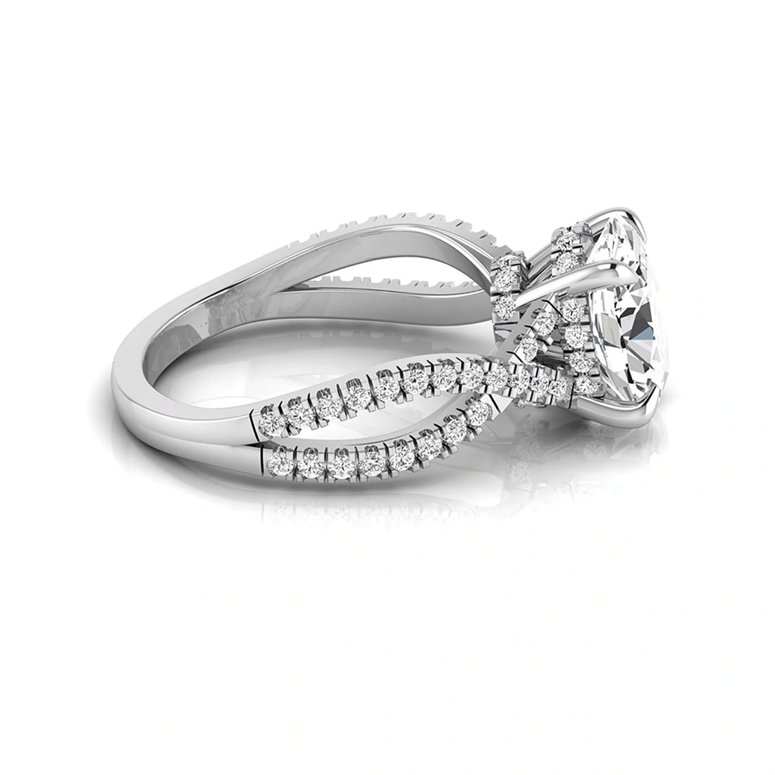 OctaPearl 2.5 ct Oval Split Shank Lab Grown Diamond Engagement Ring