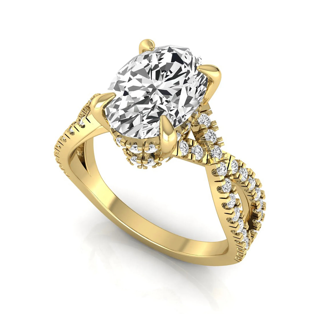 OctaPearl 2.5 ct Oval Split Shank Lab Grown Diamond Engagement Ring