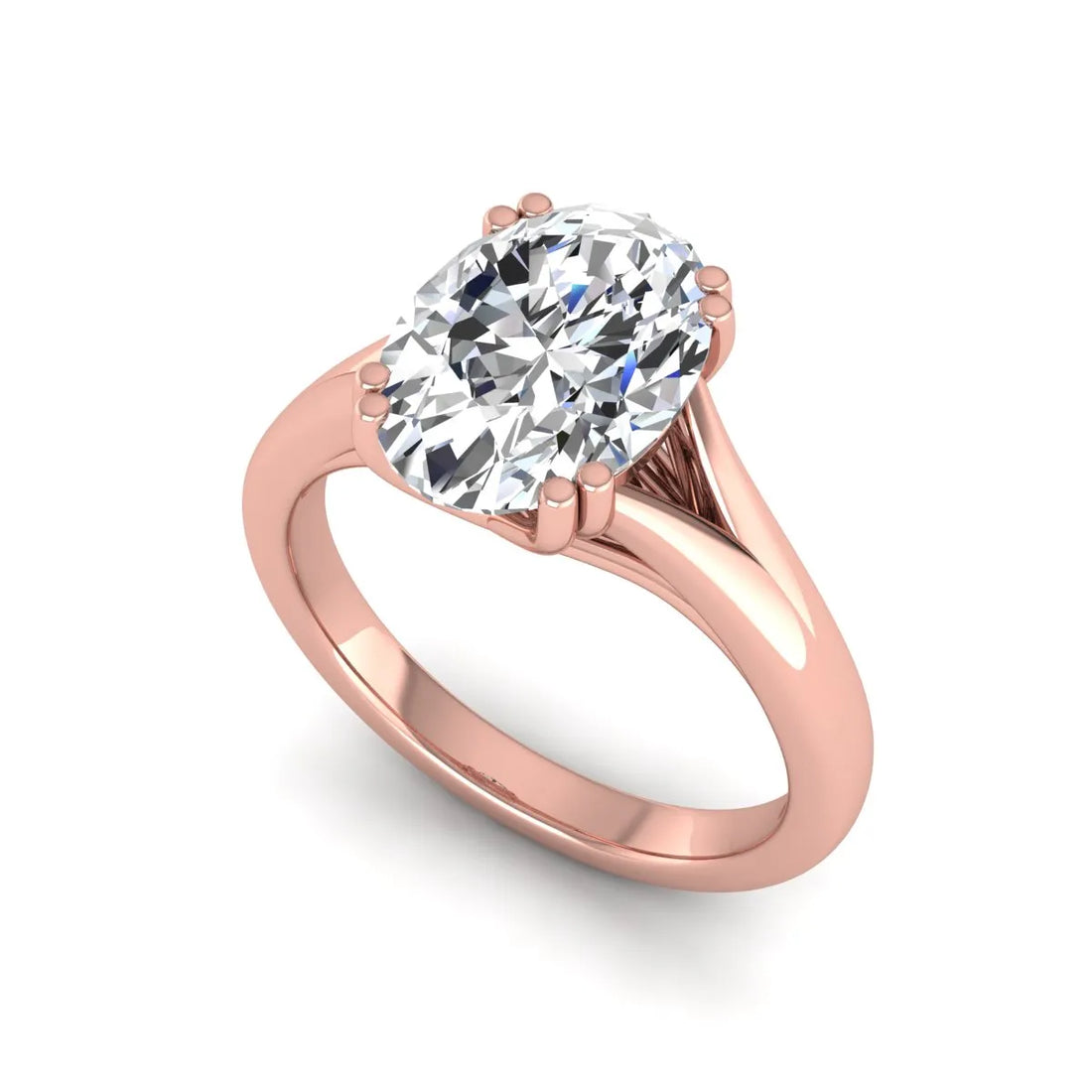 OctaPearl 2.5 ct Oval Split Shank Lab Grown Diamond Solitaire Engagement Ring