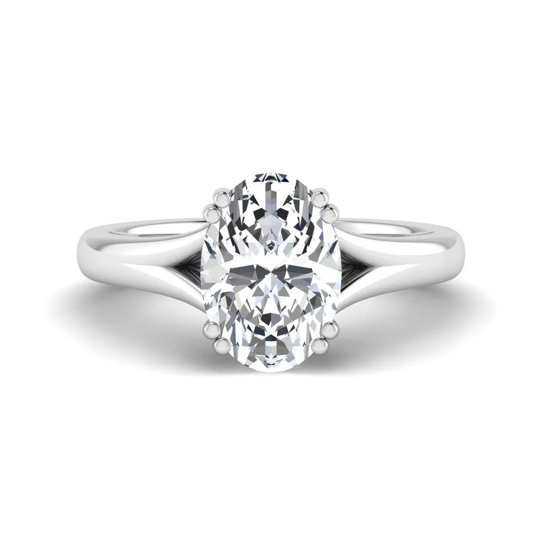 OctaPearl 2.5 ct Oval Split Shank Lab Grown Diamond Solitaire Engagement Ring