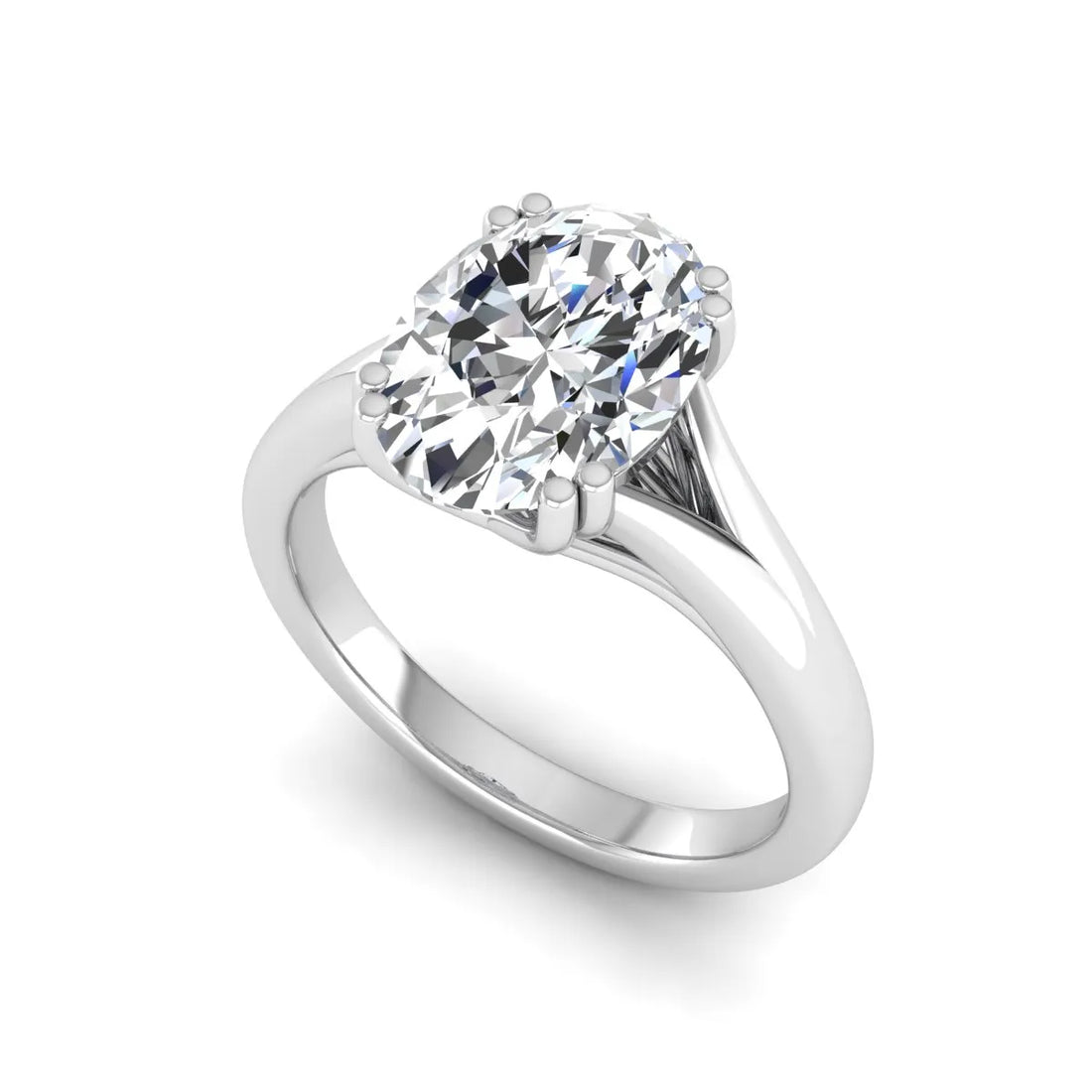 OctaPearl 2.5 ct Oval Split Shank Lab Grown Diamond Solitaire Engagement Ring