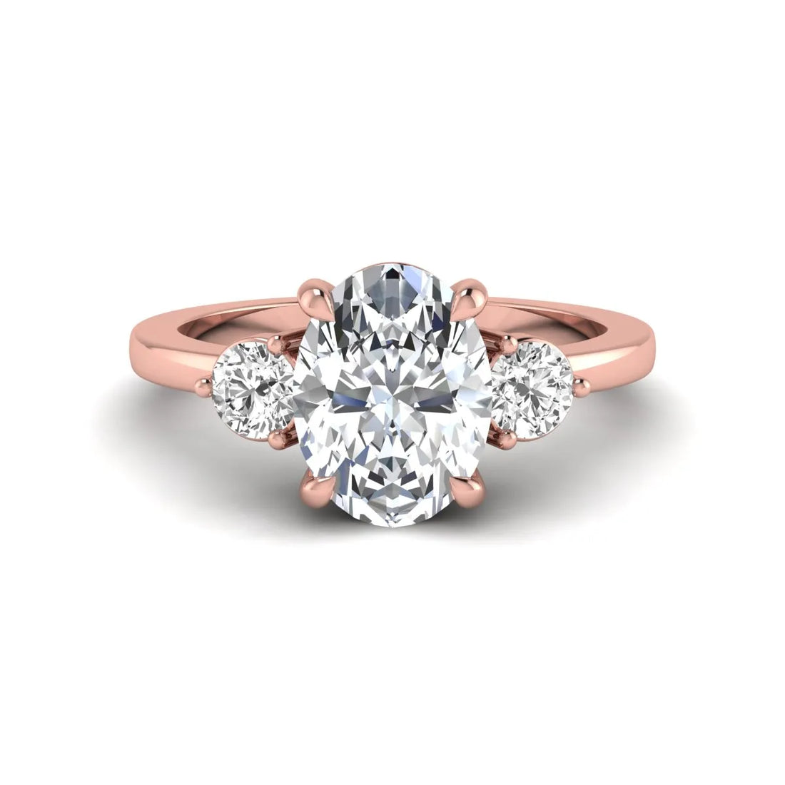 OctaPearl 1 ct Oval Cut Three Stone Lab Grown Diamond Engagement Ring