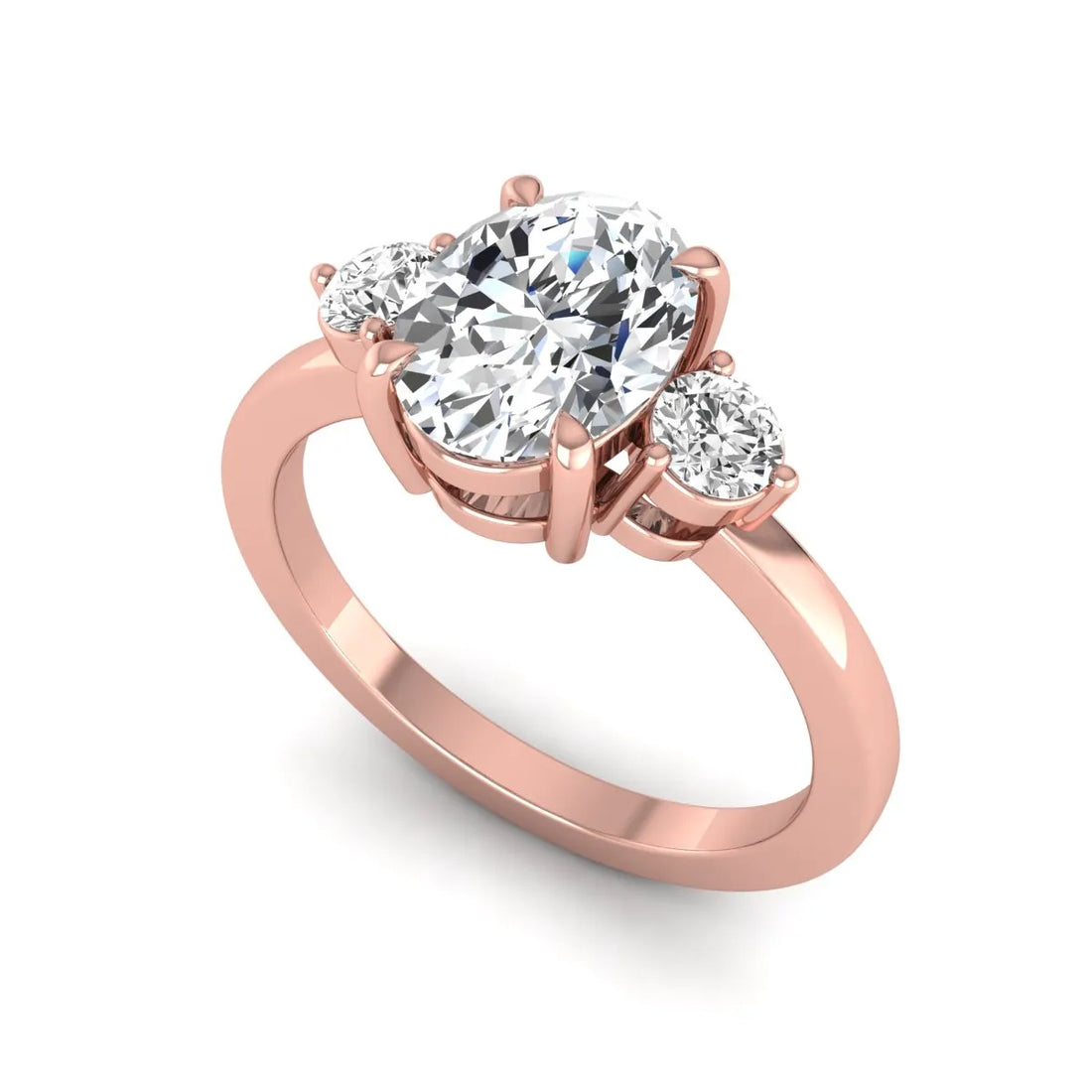 OctaPearl 1 ct Oval Cut Three Stone Lab Grown Diamond Engagement Ring