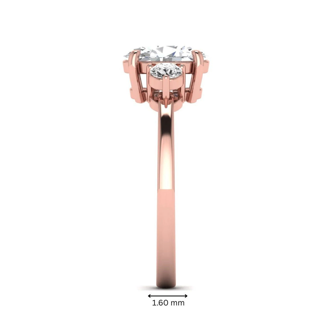 OctaPearl 1 ct Oval Cut Three Stone Lab Grown Diamond Engagement Ring