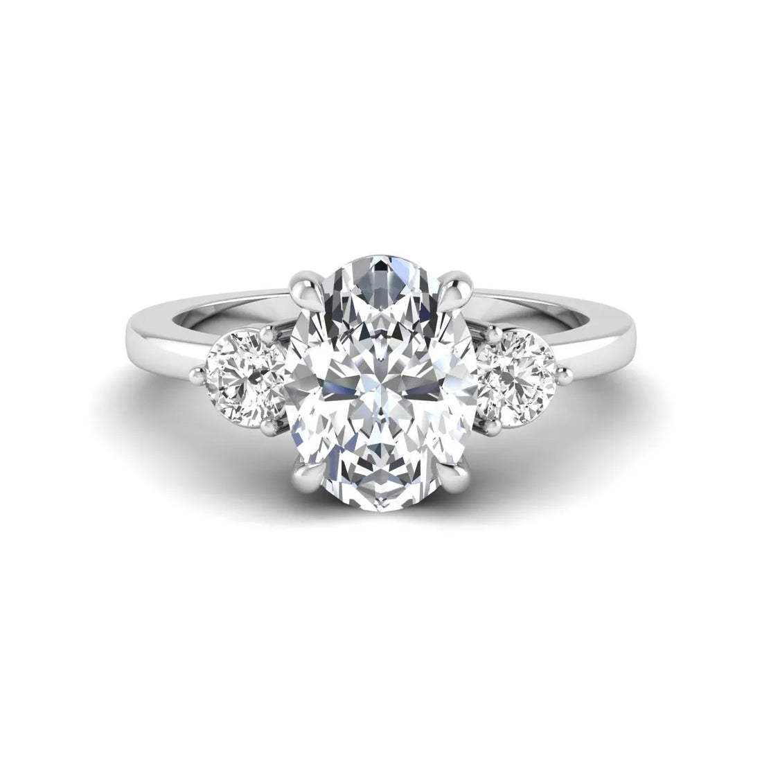 OctaPearl 1 ct Oval Cut Three Stone Lab Grown Diamond Engagement Ring