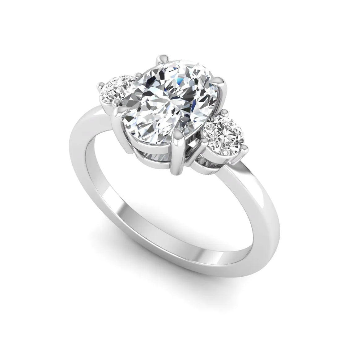 OctaPearl 1 ct Oval Cut Three Stone Lab Grown Diamond Engagement Ring