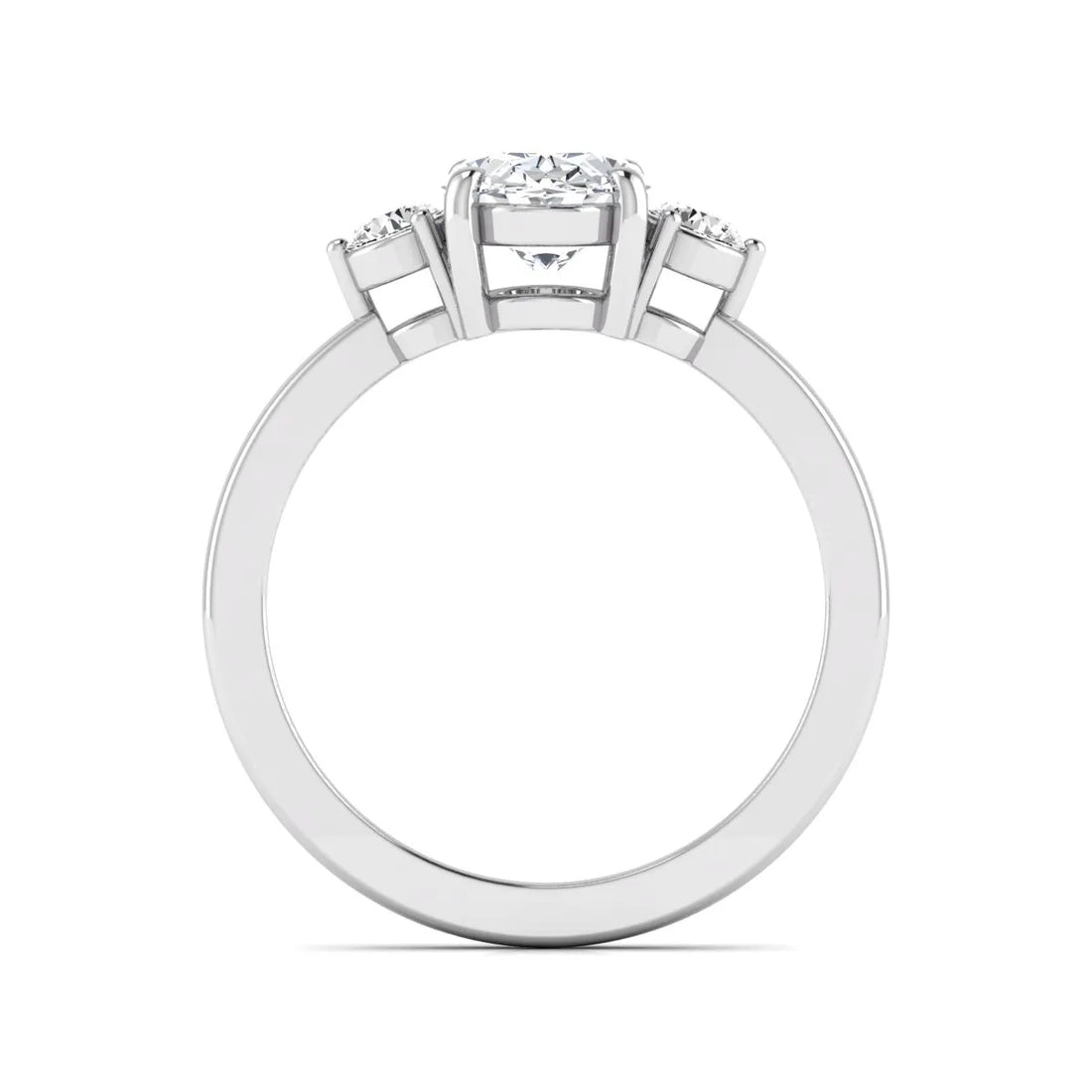 OctaPearl 1 ct Oval Cut Three Stone Lab Grown Diamond Engagement Ring