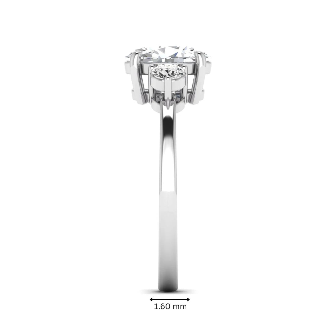 OctaPearl 1 ct Oval Cut Three Stone Lab Grown Diamond Engagement Ring
