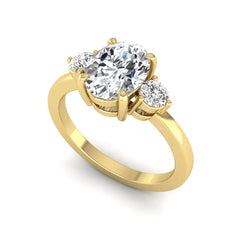 OctaPearl 1 ct Oval Cut Three Stone Lab Grown Diamond Engagement Ring - alternate view