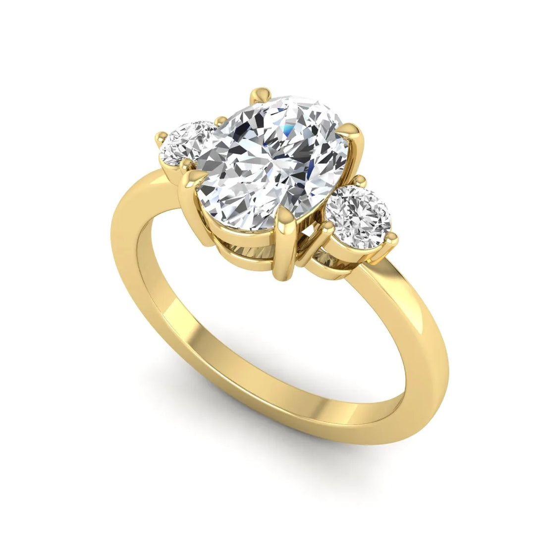OctaPearl 1 ct Oval Cut Three Stone Lab Grown Diamond Engagement Ring