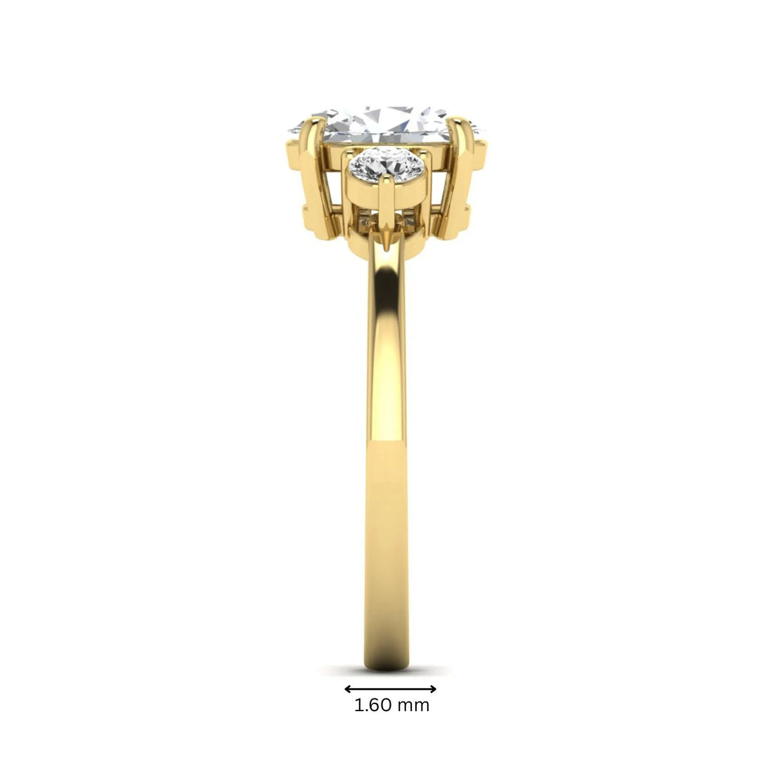 OctaPearl 1 ct Oval Cut Three Stone Lab Grown Diamond Engagement Ring