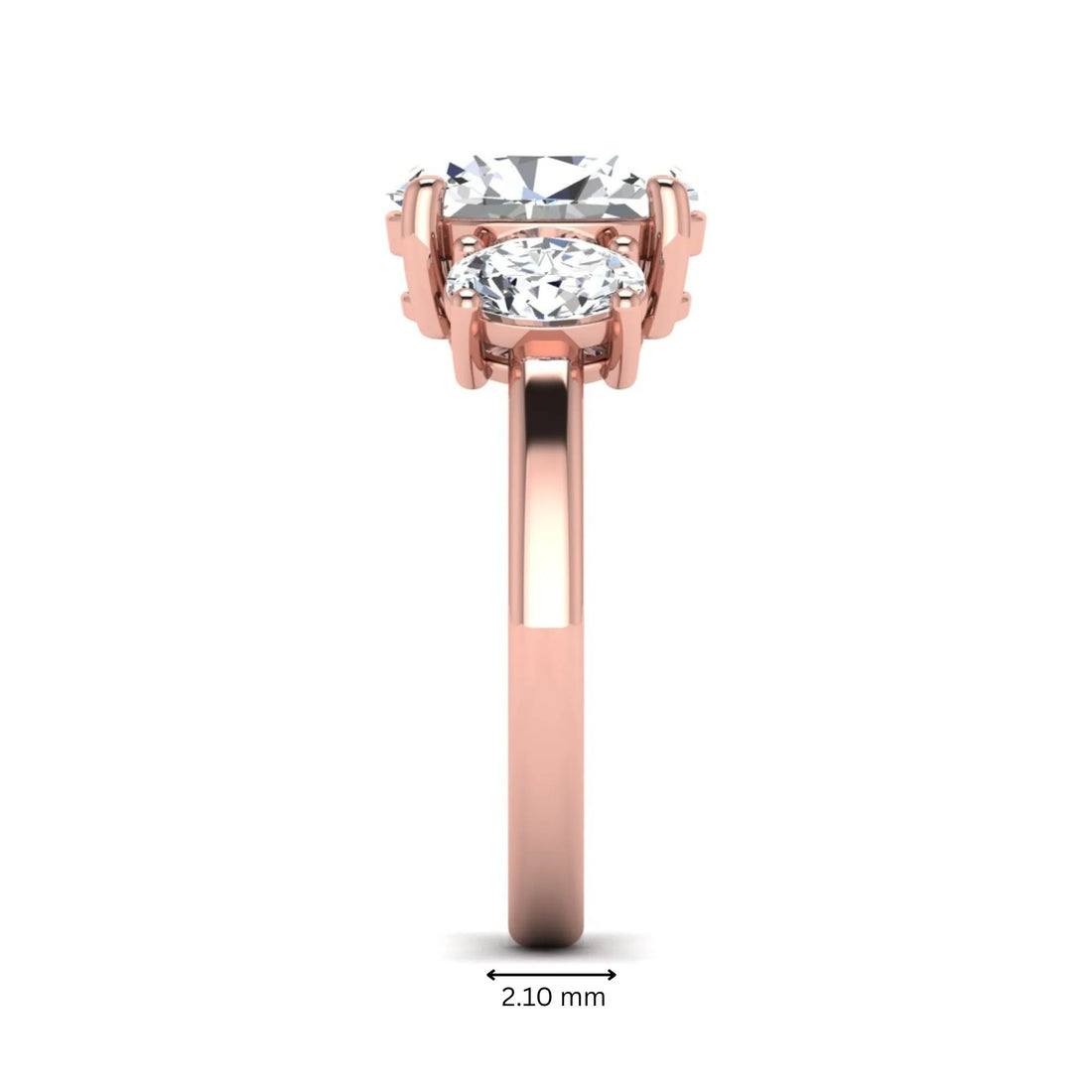 OctaPearl 2.5 ct Oval Cut Three Stone Lab Grown Diamond Engagement Ring