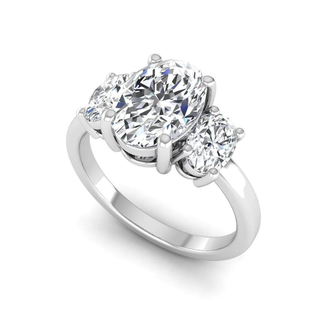OctaPearl 2.5 ct Oval Cut Three Stone Lab Grown Diamond Engagement Ring