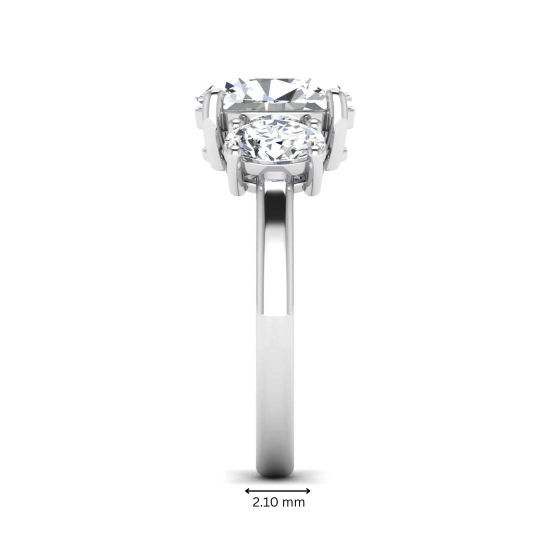 OctaPearl 2.5 ct Oval Cut Three Stone Lab Grown Diamond Engagement Ring