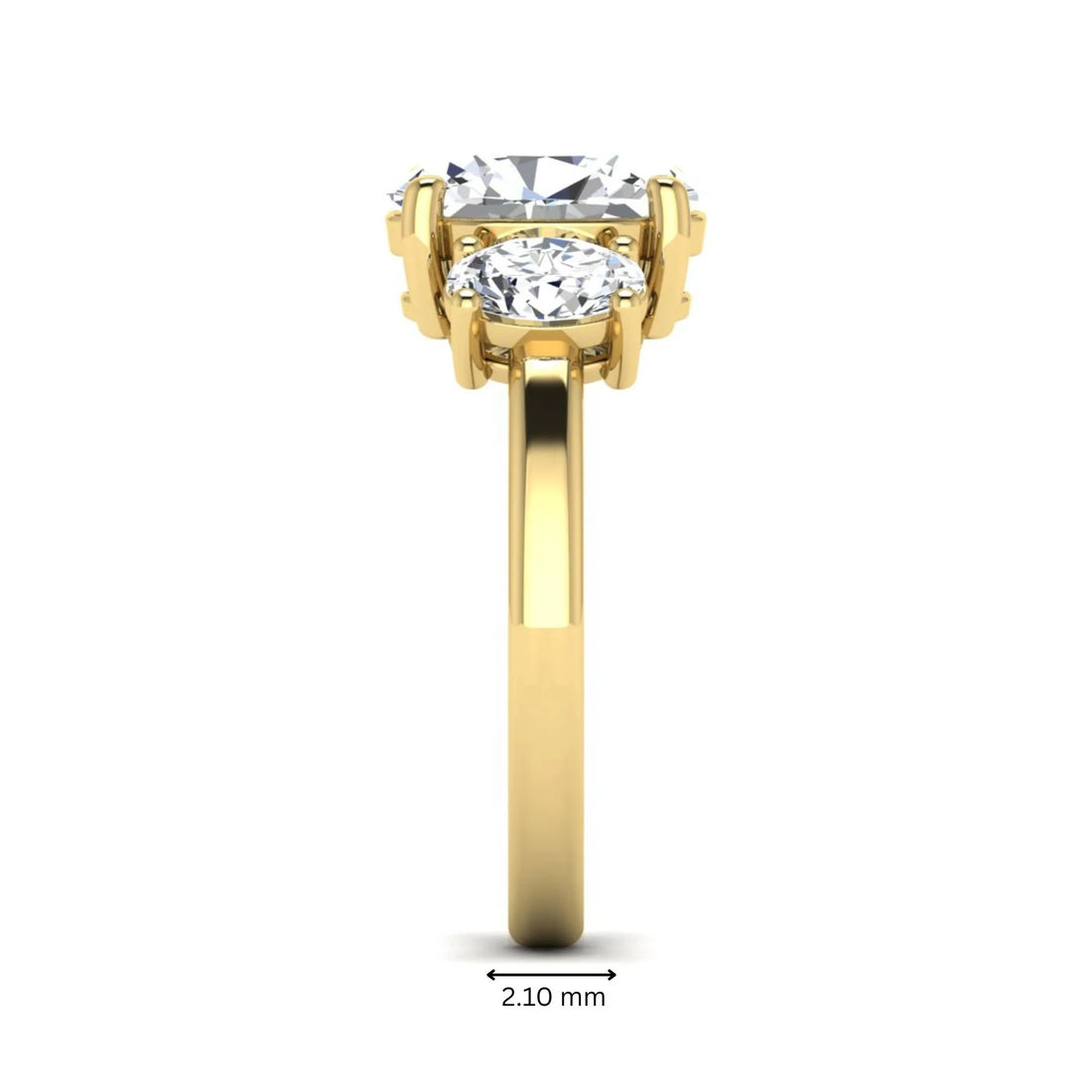 OctaPearl 2.5 ct Oval Cut Three Stone Lab Grown Diamond Engagement Ring
