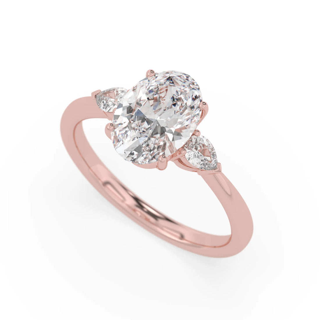 OctaPearl 2 ct Oval Three Stone Lab Grown Diamond Engagement Ring