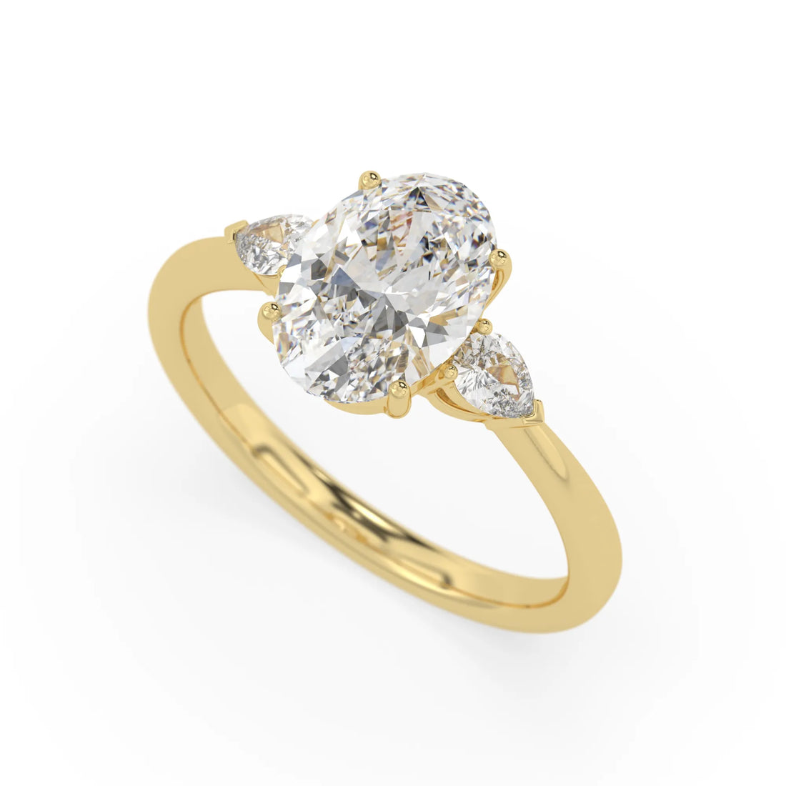 OctaPearl 2 ct Oval Three Stone Lab Grown Diamond Engagement Ring