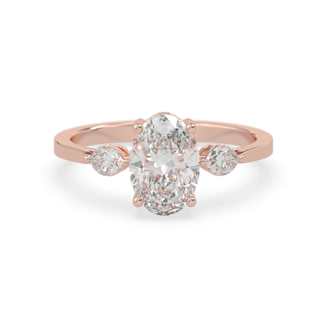 OctaPearl 2.5 ct Oval Cut Lab Grown Diamond Three Stone Engagement Ring