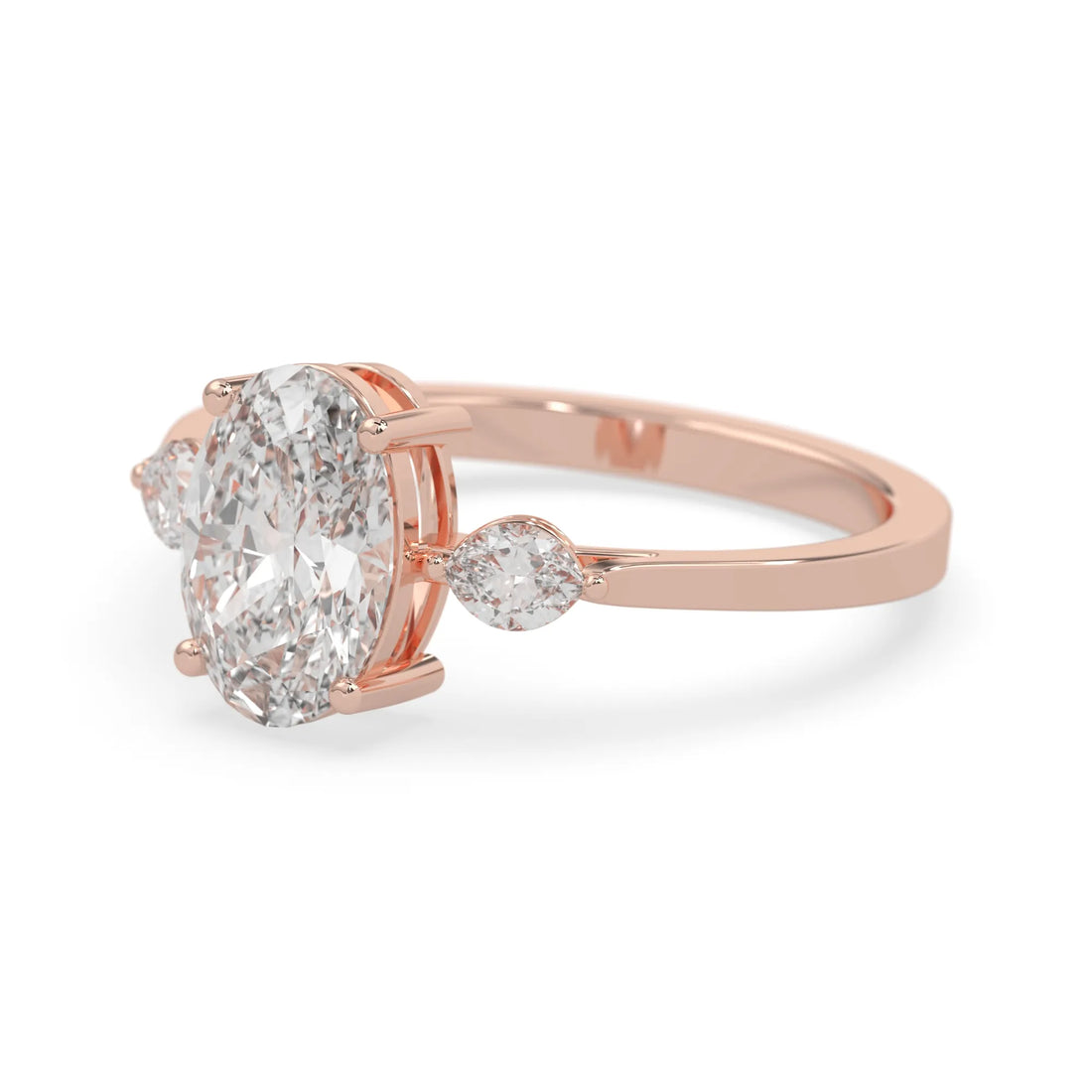OctaPearl 2.5 ct Oval Cut Lab Grown Diamond Three Stone Engagement Ring