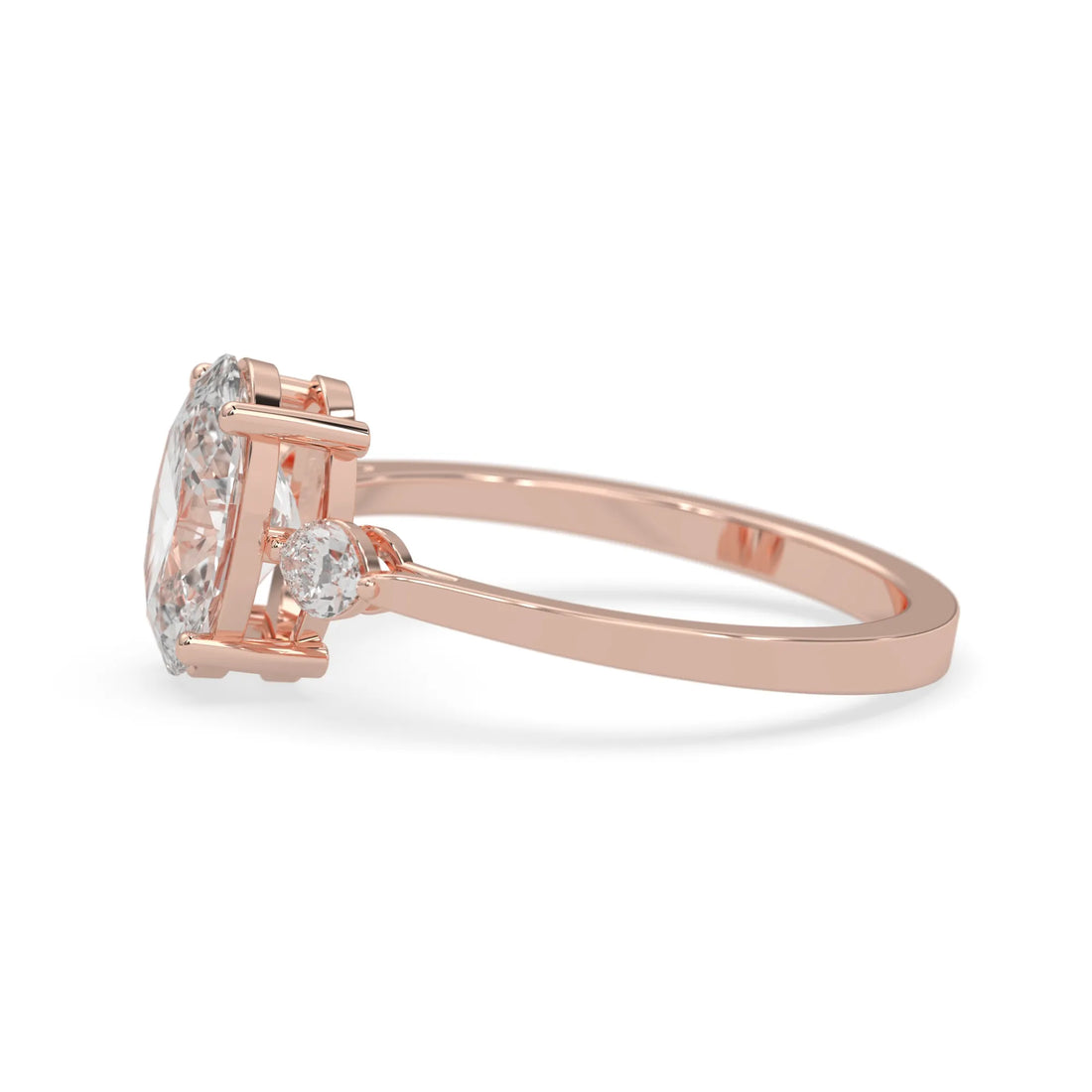OctaPearl 2.5 ct Oval Cut Lab Grown Diamond Three Stone Engagement Ring