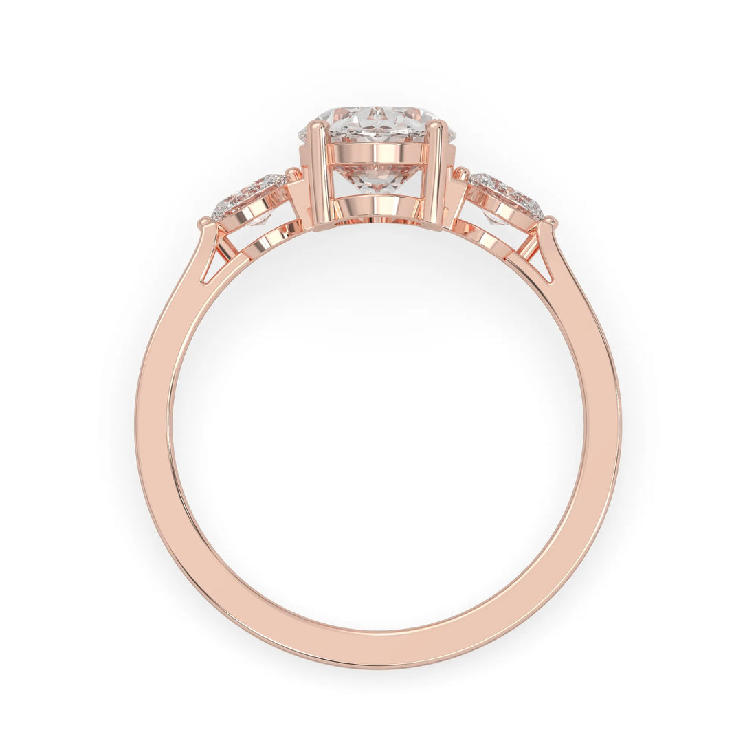 OctaPearl 2.5 ct Oval Cut Lab Grown Diamond Three Stone Engagement Ring
