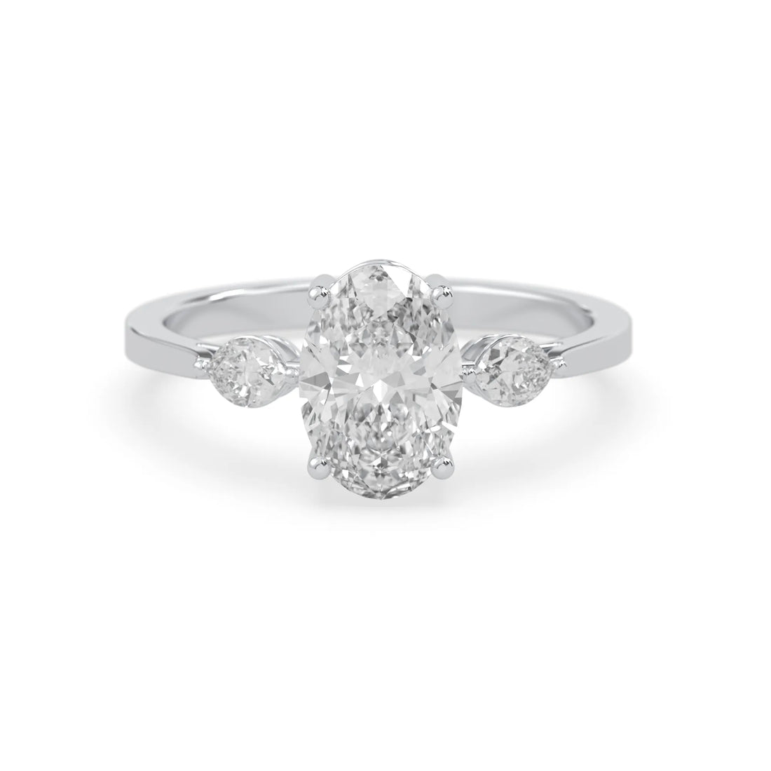 OctaPearl 2.5 ct Oval Cut Lab Grown Diamond Three Stone Engagement Ring