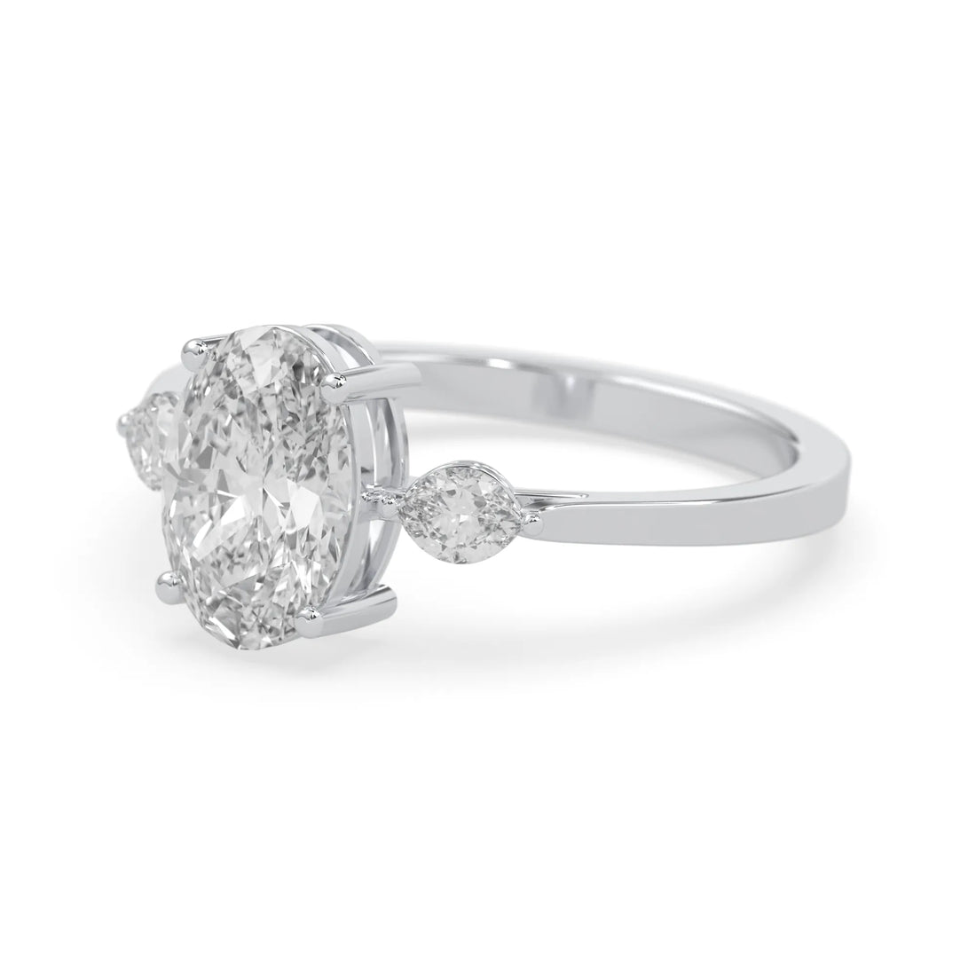OctaPearl 2.5 ct Oval Cut Lab Grown Diamond Three Stone Engagement Ring