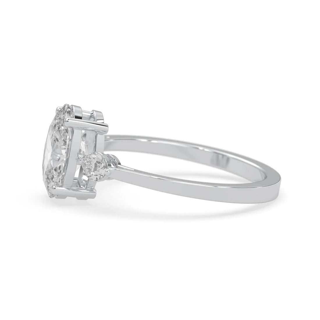 OctaPearl 2.5 ct Oval Cut Lab Grown Diamond Three Stone Engagement Ring