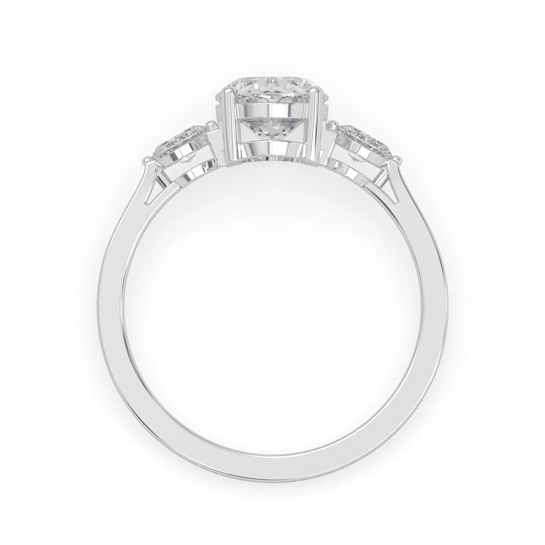 OctaPearl 2.5 ct Oval Cut Lab Grown Diamond Three Stone Engagement Ring