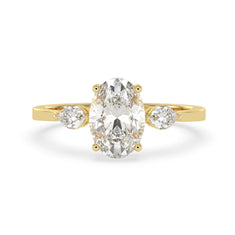 OctaPearl 2.5 ct Oval Cut Lab Grown Diamond Three Stone Engagement Ring