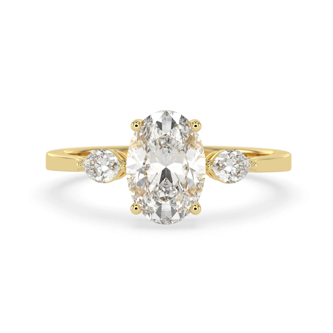 OctaPearl 2.5 ct Oval Cut Lab Grown Diamond Three Stone Engagement Ring