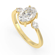OctaPearl 2.5 ct Oval Cut Lab Grown Diamond Three Stone Engagement Ring - alternate view