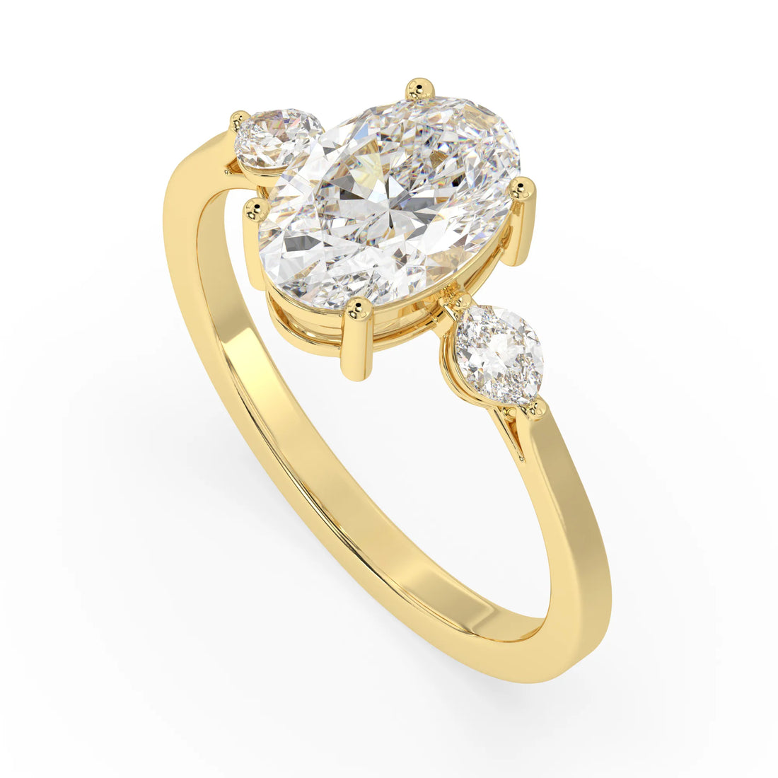 OctaPearl 2.5 ct Oval Cut Lab Grown Diamond Three Stone Engagement Ring
