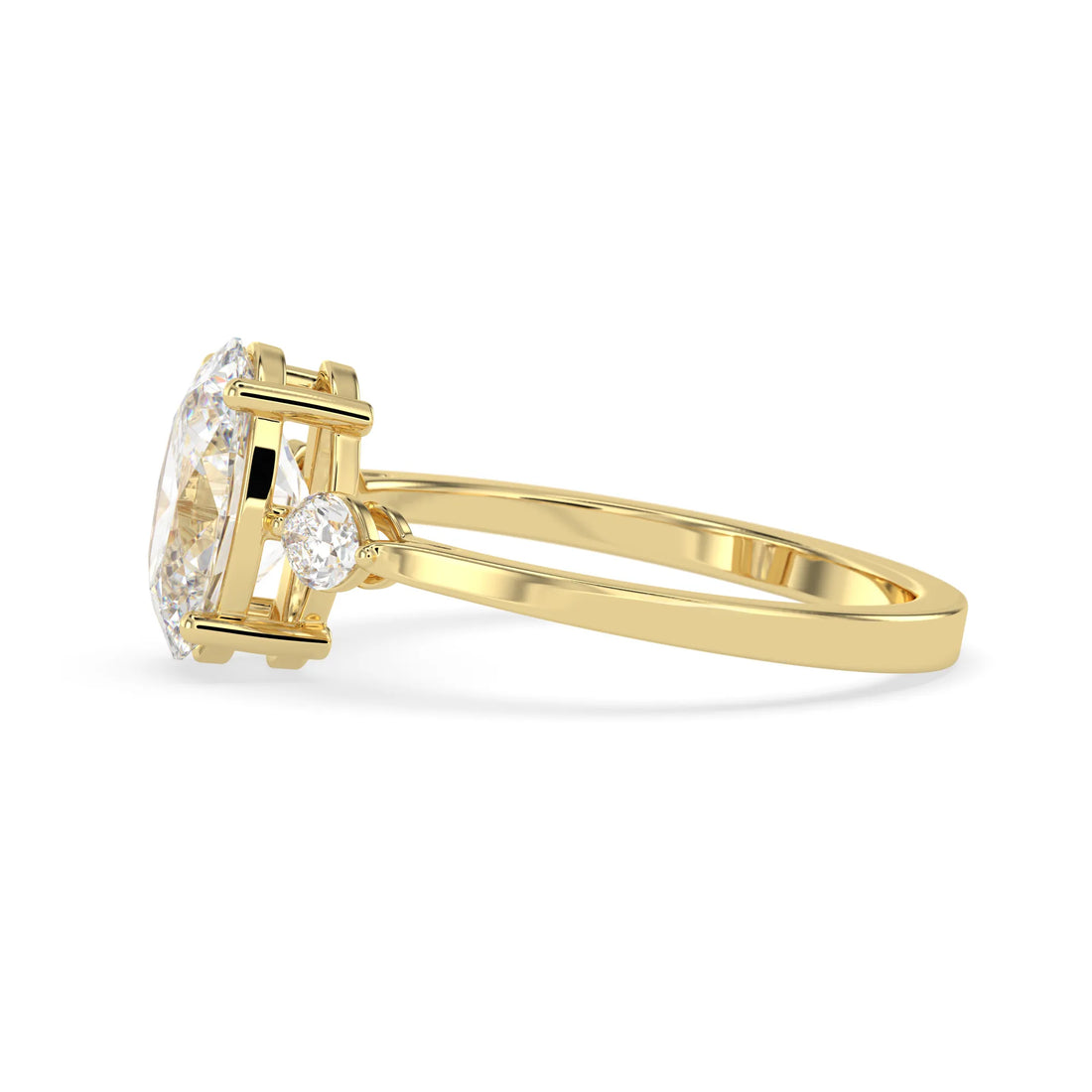 OctaPearl 2.5 ct Oval Cut Lab Grown Diamond Three Stone Engagement Ring