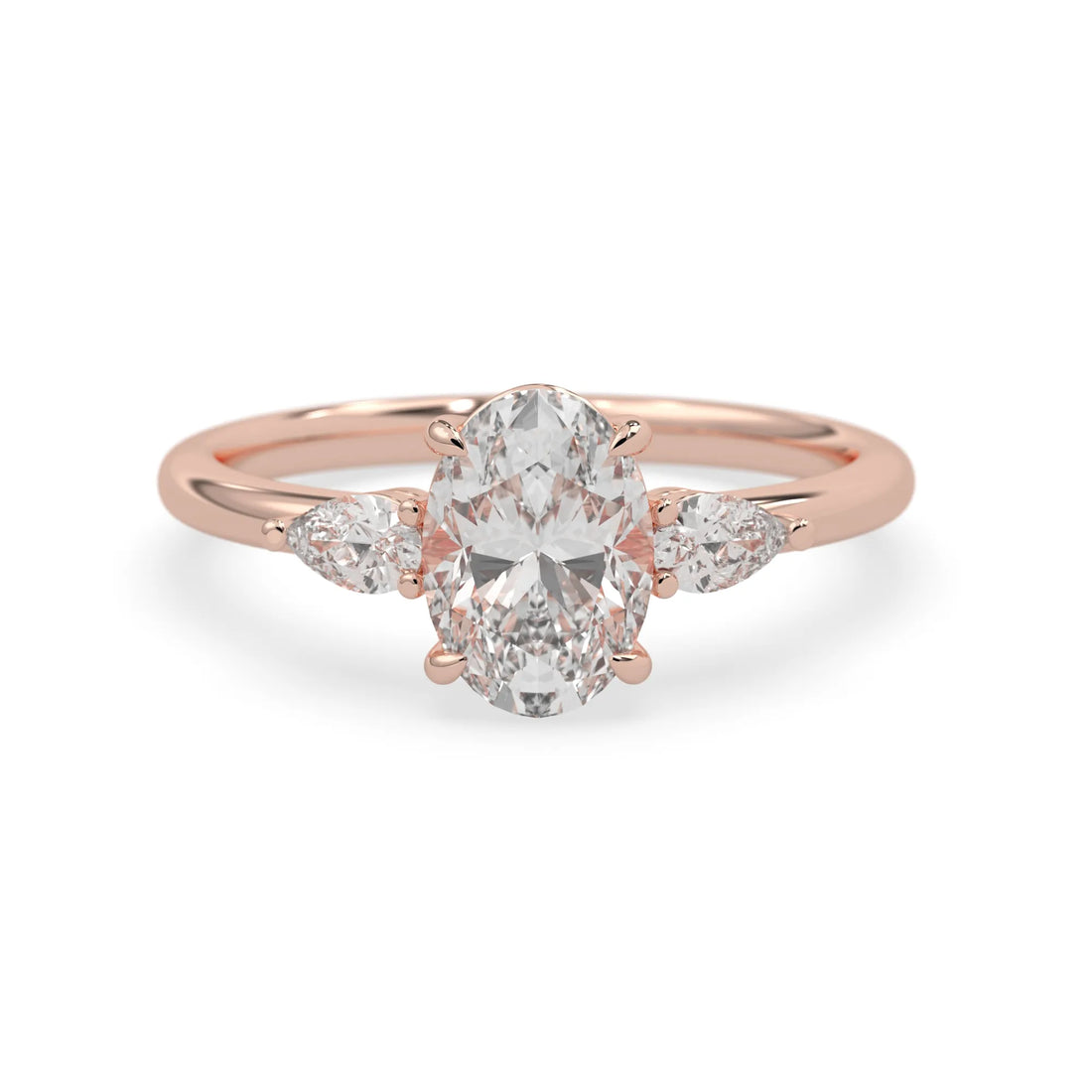 OctaPearl 2.5 ct Oval Lab Grown Diamond Three Stone Engagement Ring
