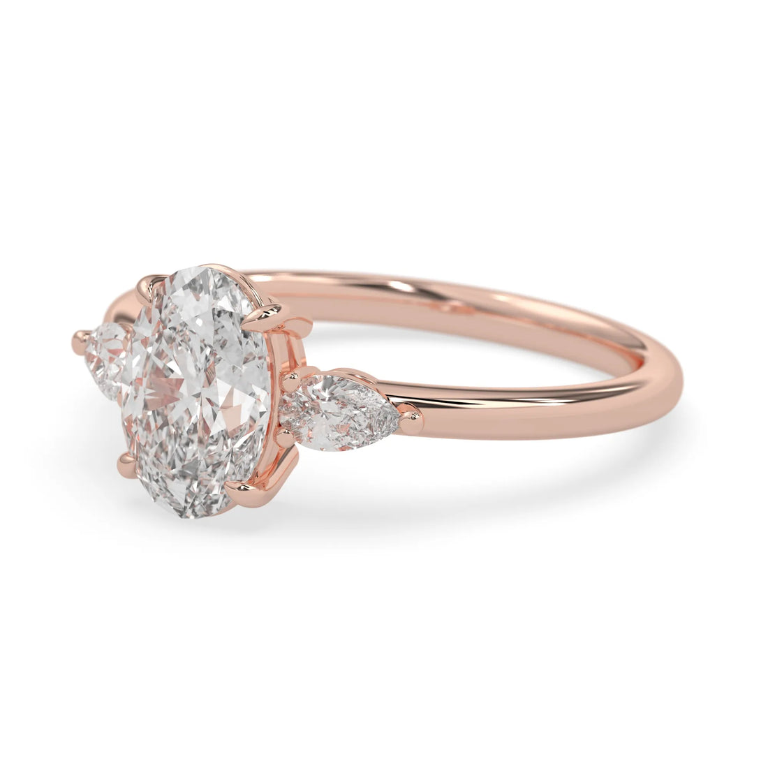 OctaPearl 2.5 ct Oval Lab Grown Diamond Three Stone Engagement Ring