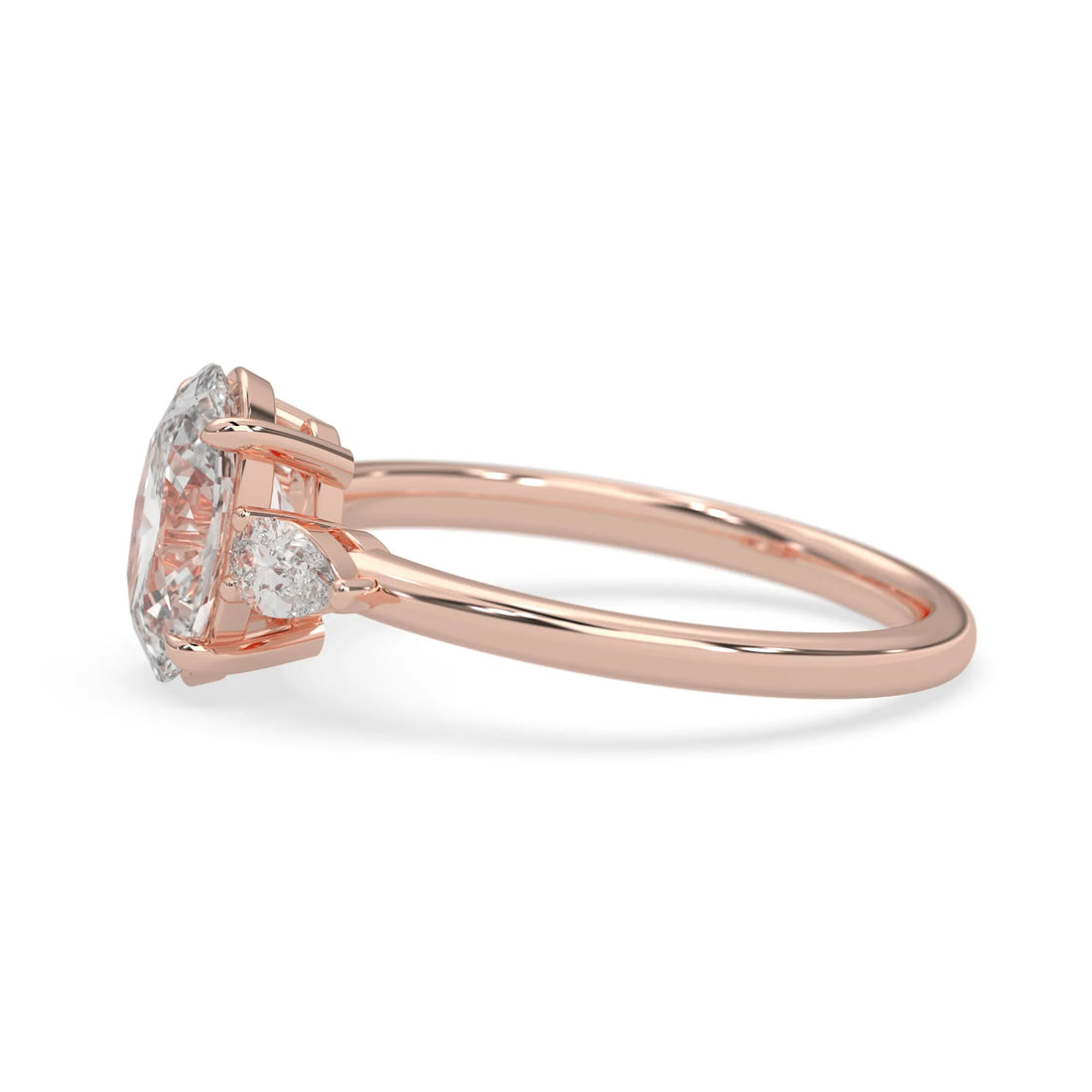 OctaPearl 2.5 ct Oval Lab Grown Diamond Three Stone Engagement Ring