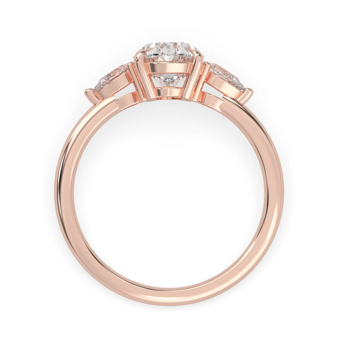 OctaPearl 2.5 ct Oval Lab Grown Diamond Three Stone Engagement Ring