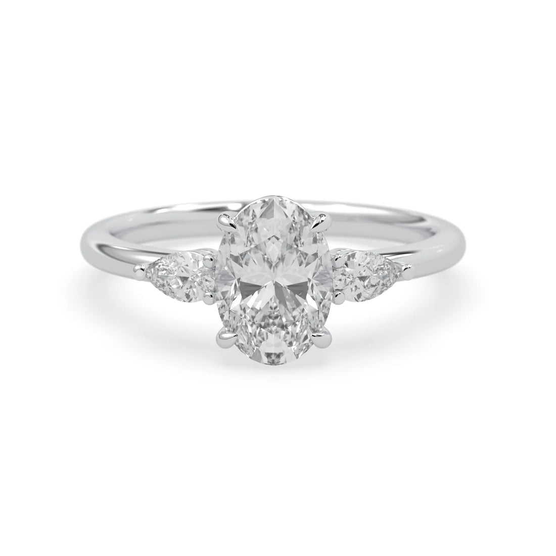 OctaPearl 2.5 ct Oval Lab Grown Diamond Three Stone Engagement Ring