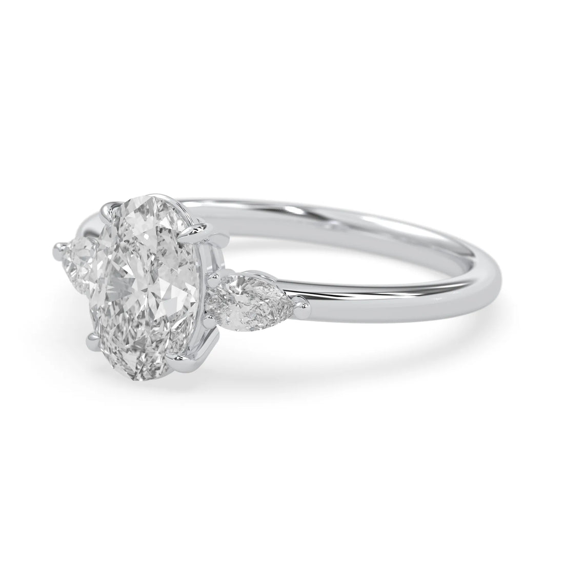 OctaPearl 2.5 ct Oval Lab Grown Diamond Three Stone Engagement Ring